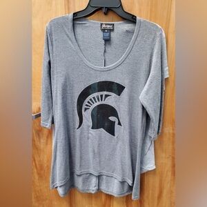 Game day Couture Michigan State Spartans Grey& Green Sequin Long Sleeve Top Sz M